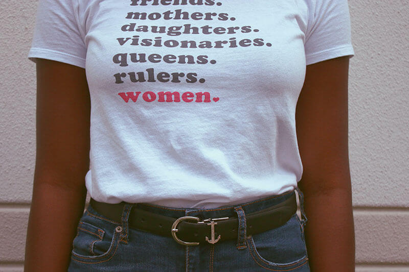 Woman Wears Feminist Shirt